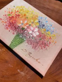 申龍子 S.RYUKO 油彩画 花束 ブーケ 肉筆サイン 韓国作家 絵画 額装 申龍子 S.RYUKO 油彩画 花束 ブーケ 肉筆サイン 韓国作家 絵画 額装