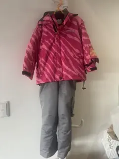 子供用スキーウェアセット ピンクグレー