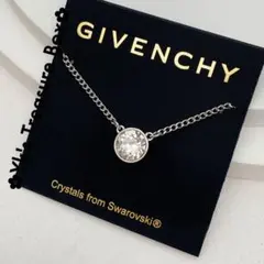 C719/GIVENCHY/1粒クリスタルシルバー ネックレス