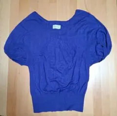 紫色 バルーンスリーブ ニットトップス