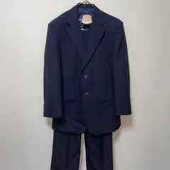 美品　ネイビー　ストライプ　シングル　スーツ フォーマル　アジャスター付きM