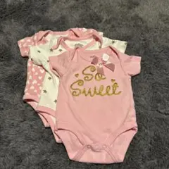 ベビー　女の子　ピンク ボディスーツ 3点セット　ハート　星　リボン