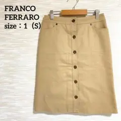 FRANCO FERRARO シルク混 ひざ丈タイトスカート フロントボタンSのサムネイル