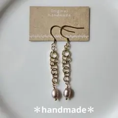 No.21天然石　淡水パール(染)　メタル　サージカルステンレスフックピアス