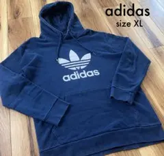 adidas プリントビッグロゴスウェットパーカー XL