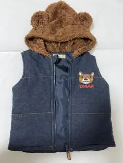 ZOOMIK フード付きベビーベスト ネイビー