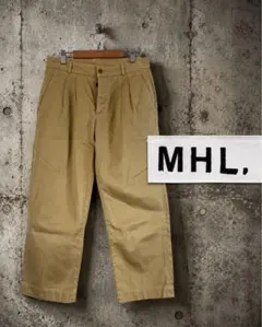 MHL. コットンワイドチノパンツ 日本製　ツータックチノ　ベージュ　春夏のサムネイル
