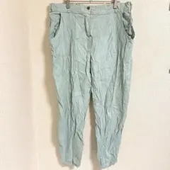 ミントグリーン コットン カジュアルパンツ おしゃれ 着痩せ ボトムス シンプル