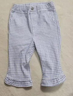 プティマイン 水色と白のギンガムチェックパンツ90cm