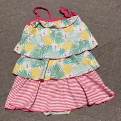 パイナップル柄 ワンピース水着 フリル付き