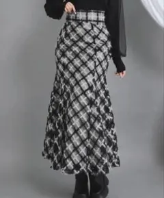 ラメツイードチェックマーメイドスカート