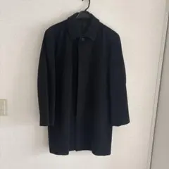 ブラック ウールコート ボタン付き、アンゴラ、カシミアコート、ロングコート