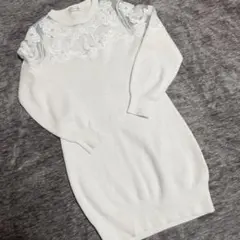 Snidel花柄レースニット 長袖 ホワイト