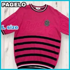 パジェロ PAGELO 半袖 サマーニット 薄手 ワッペン 日本製 春夏 ピンクのサムネイル