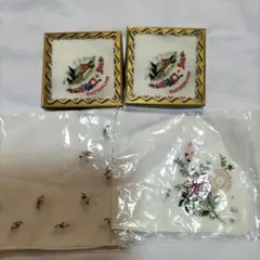 スイス刺繍ハンカチ2枚　他刺繍ハンカチセット