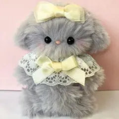 モールドール　ふわふわ　グレー　うさぎ　たれ耳　モール人形ぬいぐるみキーホルダー