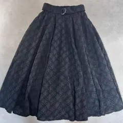 【黒 ロングスカート シアー 総柄 大人可愛い フリーサイズ】のサムネイル
