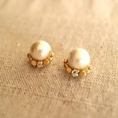 コットンパールの一粒ピアス  10mm