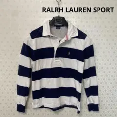 ラルフローレンスポーツ　長袖ポロシャツ　ラガーシャツ　レディース　M 白×紺