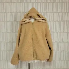 【size120】ラポシェビスキュイ ネコ耳ブルゾン アウター ベージュ