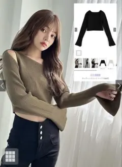 【GRL】カッティングニットトップス