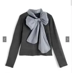 【新品未使用】リボンニットトップス[gn533]