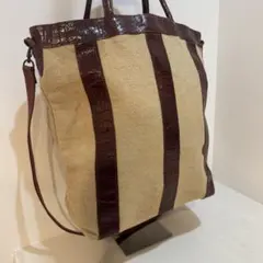 상태좋음 ✨ IBIZA トートバッグ 2way クロコ型押し キャンバス