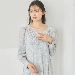 美品 Her lip to チェリーワンピース 水色 ライトブルー サックス