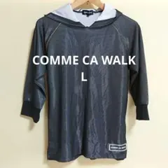 COMME CA WALK フード付メッシュカットソー ブラック Lのサムネイル