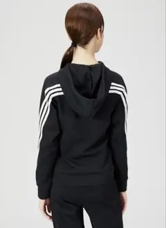 adidas フルジップ フード付きジャージ ブラック