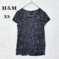H＆M レオパード柄 半袖 Tシャツ XS 小さいサイズ 総柄 ヒョウ柄 薄手