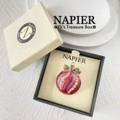 S412/NAPIER/箱付き/希少/2wayレッドクリスマスボールブローチ