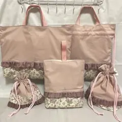 レッスンバッグなど5点セット 女の子 入園入学セットさくらんぼ no80