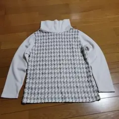 ハウンドトゥース柄　千鳥格子柄　タートルネック　ニット　キラキラ