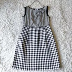 美品 エムズグレイシー ワンピース 白黒 花 ビーズ スパンコール