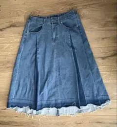 デニムフレアスカート バックポケット付きのサムネイル