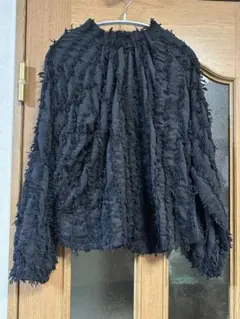 NANO universe ジャガードカットトップス／長袖　ブラック系　FREE