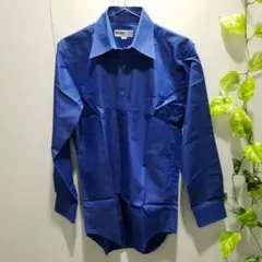 ミチコロンドンコシノ ブルー 長袖 ボタンダウン シャツ Yシャツ S-80