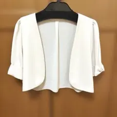 美品⭐️AIMER 袖リボン　ノーカラー　半袖ボレロ　ジャケット　Ｍ　ブライダルのサムネイル