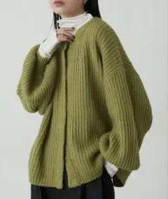 アントマリーズ　Aunt Marie's ミックスボリュームニットカーディガン