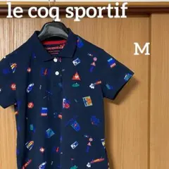 ルコックスポルティフ　ゴルフ　ポロシャツ　レディース　M 紺色　柄