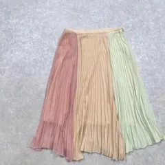 a2272＊カラフルプリーツスカート　パステル　綺麗め　大人可愛い　膝下丈