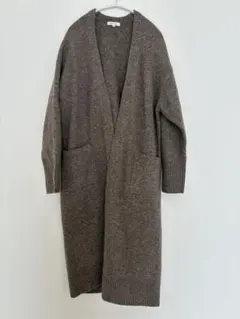 【美品】PLST プラステブラウンロングカーディガン ウール混紡