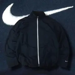 00s NIKE ナイロンジャケット 刺繍ロゴ ドローコード ブラック