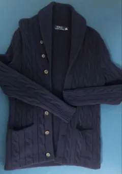 ポロラルフローレン ボタンカーディガン 100%ラムウール　ネイビー