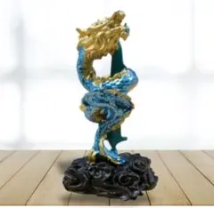 四神　青龍　置物　インテリア　置き物　ブルー　かっこいい　竜　動物　中国