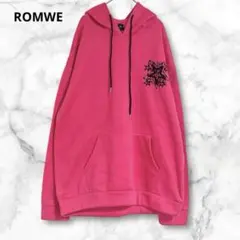 ロムウェ　フード付きパーカー　長袖　XL ゆったり　秋冬　派手　裏起毛