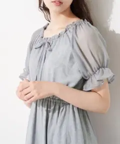 OLIVE des OLIVE 2枚重ねリボンティアードワンピース ブルー