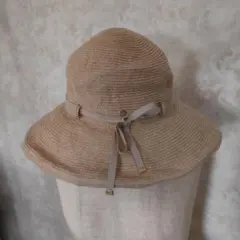 【最終価格】フルラベージュ ストローハット グレーリボン付き