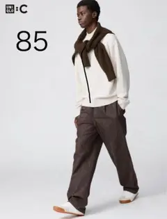 UNIQLO C タックストレートパンツ／デニム ダークブラウン 新品 85